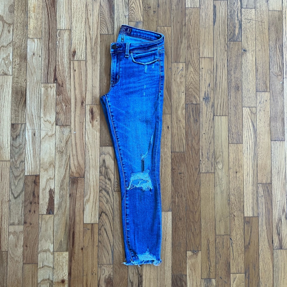 A&F Low Rise Distressed Ankle Jeans